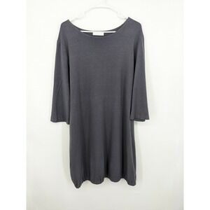 Bryn Walker Tie‎ Waist Midi 3/4 Sleeve Dress Grey Lagenlook Boho Oversized Small